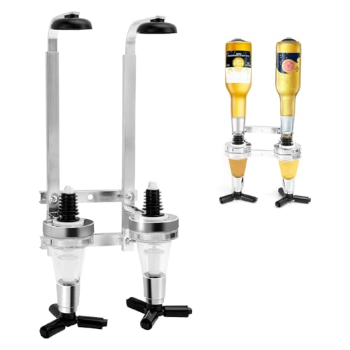 BNGXR Distributeur d'alcool à Double Tête, Doseur Bouteille Distributeur Porte-Bouteille Mural d'alcool Alliage Daluminium Idéal pour Les Bars, Restaurants,...