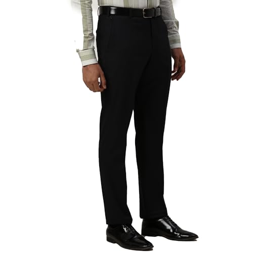 Image of Park Avenue Men's Polyester Blend Structure Pattern Smart Fit Flat Front Formal Trouser
