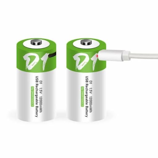 KP Original Battery Rechargeable D Batteries 1.5V 12000Mwh USB Lithium Ion with USB Type C Charging Cable, Fast Charge, 1200 Cycles Constant Output, Over-Charge Protection (D-CELL Pack of 1, 1, count)-image-3