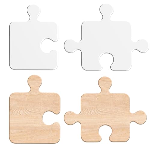 INFUNLY 2Pcs Puzzle Shape Acrylic Router Template Clear Jigsaw Outline Tracing Stencil 2 Sizes Curved Edge Routing Guide Mold for Wooden Cutting Board Charcuterie Board Inlay DIY Woodworking Craft
