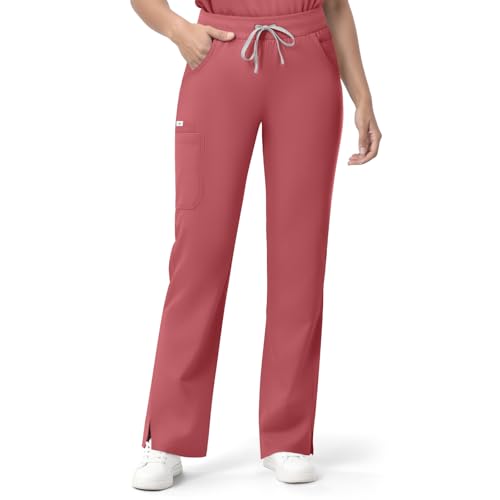 Image of Women's 7-Pocket Scrub Pants - Straight Leg, Mid-Rise, Drawstring | Soft stretch knit Mid-rise drawstring Side slits Wrinkle-resistant Machine washable For nurses /doctors /vets