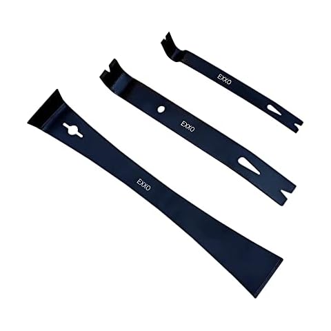 EXXO Tools Pry Bar Scraper Set - 3 Piece Pry Bar Set 5-1/2" Flat Pry bar 7-1/2" Flat Bar 9-1/2" Trim Pry Tool Scraper Tool Nail Puller Tool Tack Puller 3 Pc Utility Tool Set Trim Removal Tool Cover