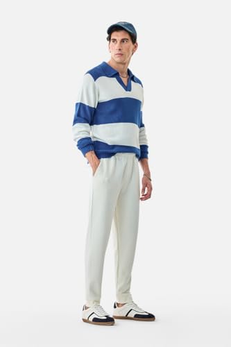 Image of SNITCH Men Track Pants | Relaxed Fit with Contrast Side Stripes & Zippered Pockets | Polyester Blend Fabric for Athletic & Street Wear | Stretchable & Comfortable Design