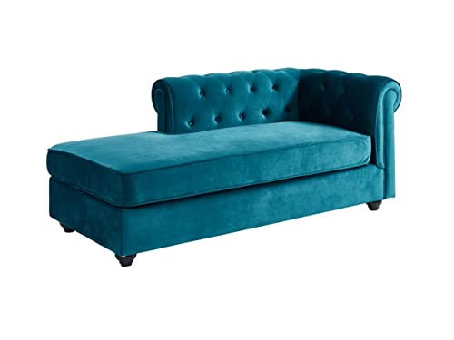 Méridienne Droite Chesterfield SHIREL en Velours - Bleu