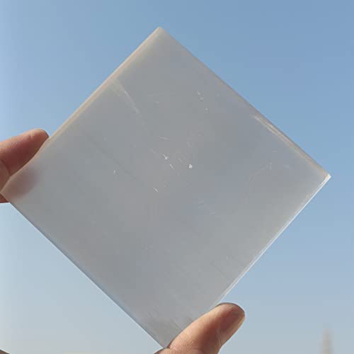 Selenite Charging Plate for Crystal Charging, Healing, Meditation and Cleanse The Negative Energy Size 3 x 3 inch Milky White.