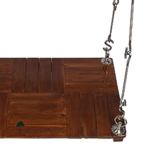 Riyo Moda Indoor Outdoor Wooden Hanging Swing Set/Jhula with Polyurethane Coating for Home and Garden (Upto 200kgs of Human Weight,1 Seater)