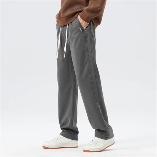 Men Solid Elastic Waist Casual Denim Pants Baggy Oversized Trousers3