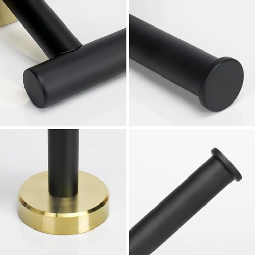 Image of Toilet Paper Roll Holder for Bathroom, Kitchen Tissue Roll Stand, 304 Grade Stainless Steel Wall Mount Hanger for Kitchen Accessories Items, Home and Bathroom Accessories, Black Gold, 5 Inch