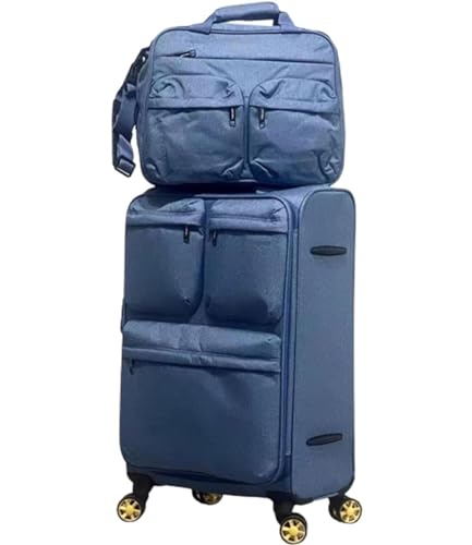 ANIIC Luggage Suitcases With Wheels Expandable Rolling Upright Luggage, 2-Piece Set,Spinner Wheels,TSA Lock For Travel Suitcase Spinner Luggages (Color : Blue, Size : 24in)