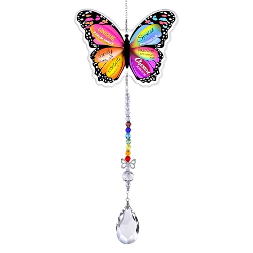 Inspirational Butterfly Suncatcher - Crystal Pendant Hanging Decor, Christian Gifts for Women on Mother’s Day Christmas Birthday for Women Friends Sister Female Coworker, Home Office Garden 