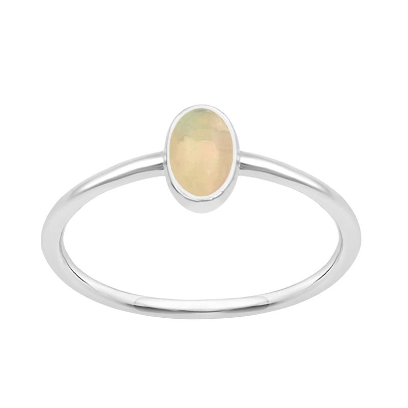 Star JoyaStackable Oval 0.20 Ctw Multi Choice Gemstone Bezel Set 925 Sterling Silver Women Stacking Rings