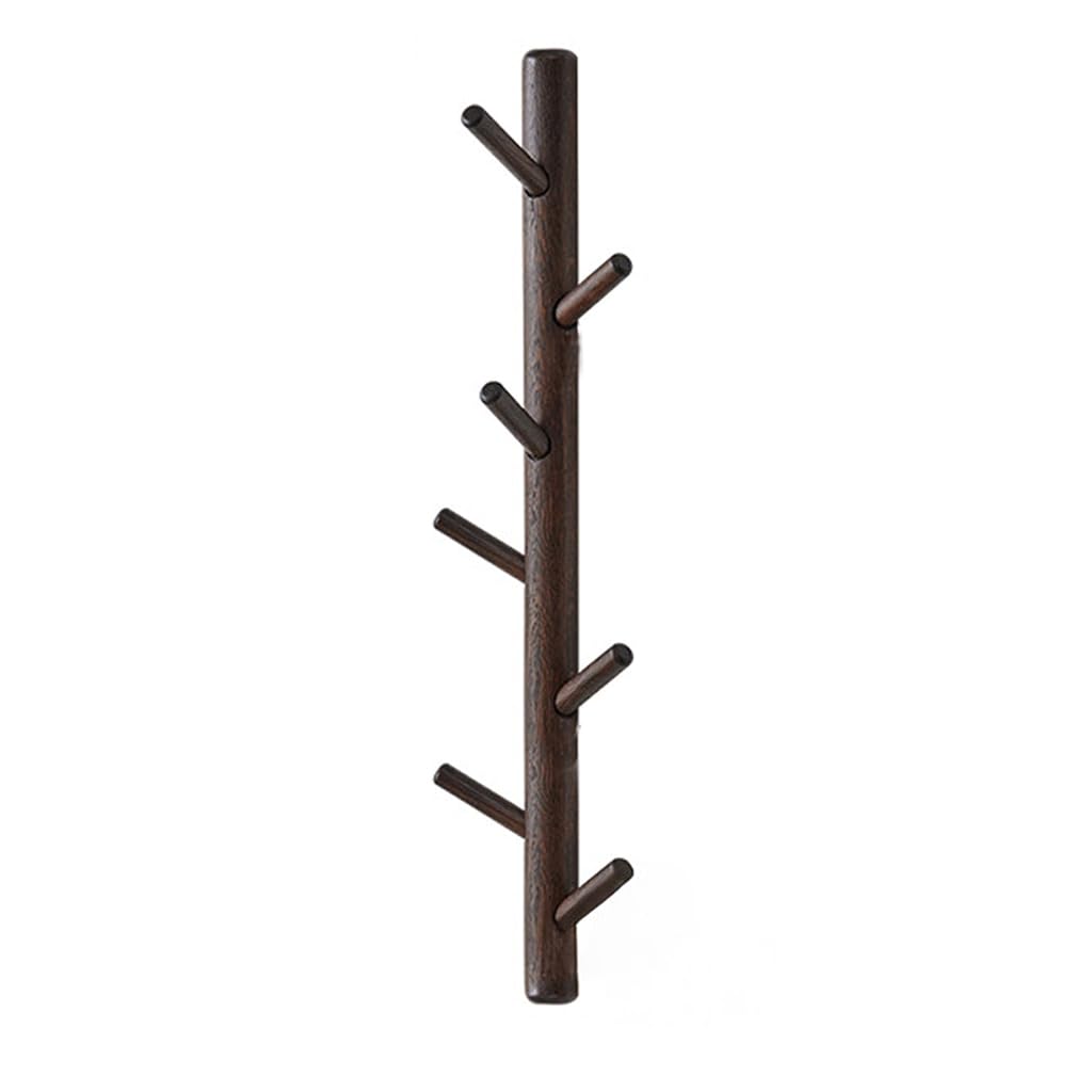 ZHOUXIAO Solid Wood Vertical Coat Rack Wall Mount,Branch Shape Coat Hooks Hanger 5hook