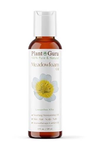 Plant Guru Meadowfoam Oil 2 fl. oz. Cold Pressed 100% Pure Natural Carrier – Skin, Face, Body, and Hair Moisturizer. Ideal for DIY Creams, Lotions, and Lip Balms
