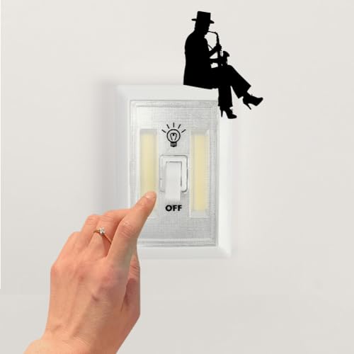 AHANDMAKER 6 Arten Musiker-Silhouette, Kreative Schalter-Aufkleber, Wandaufkleber Mit Silhouette Eines Mannes Und Einer Frau, Sitzender Musiker, Lichtschalter-Aufkleber Für Musik