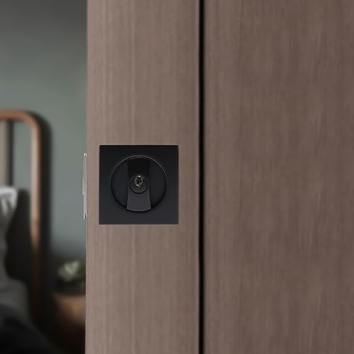 Cerradura para Puerta Corredera Cuadrada, Negro, Herraje de Privacidad Contemporáneo para Puerta de Bolsillo, Cerradura Empotrada de Aleación de Zinc con Llaves miniatura 2