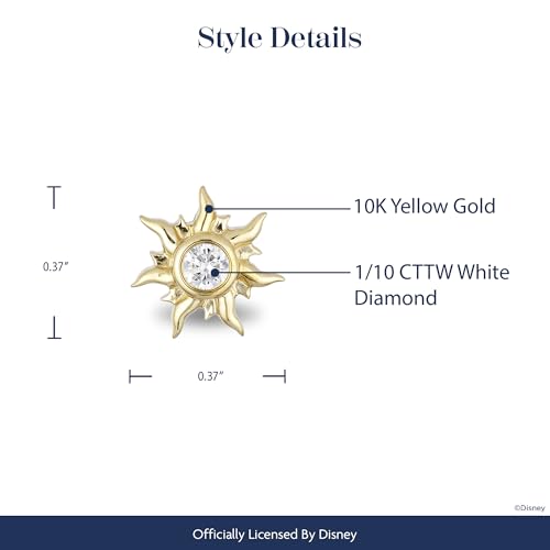 Jewelili Enchanted Disney Fine Jewelry Rapunzel Sun Blaze Earrings for Women | 10K Yellow Gold | 1/10 CTTW Natural White Round Diamonds | Push Back Studs | Princess Jewelry Gifts for Her4