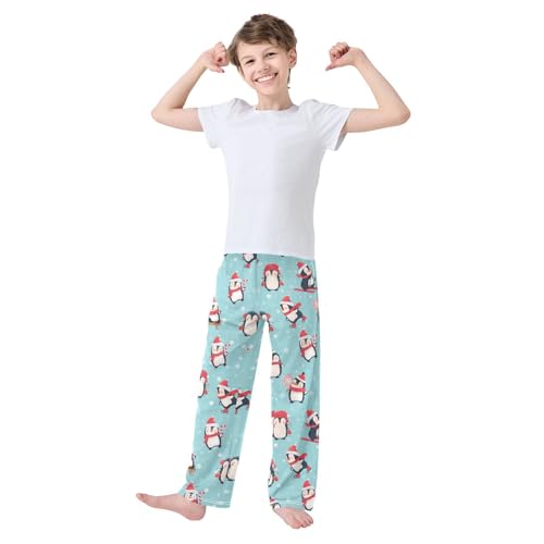 ZZXXB Skating Penguins Have Fun Boys Long Pants Soft Trousers Elastic Waist Kids Lounge Bottoms with Pockets S-XL2