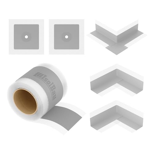 Isolbau Sealing Tape Set - 10m Tape, 2 Inner Corners, 1 Outer Corner, 2 Wall Sleeves for Indoor/Outdoor Use, Seals Shower, Bathroom, Kitchen, Wall Isolbau Sealing Tape Set - 10m Tape, 2 Inner Corners, 1 Outer Corner, 2 Wall Sleeves for Indoor/Outdoor Use, Seals Shower, Bathroom, Kitchen, Wall
