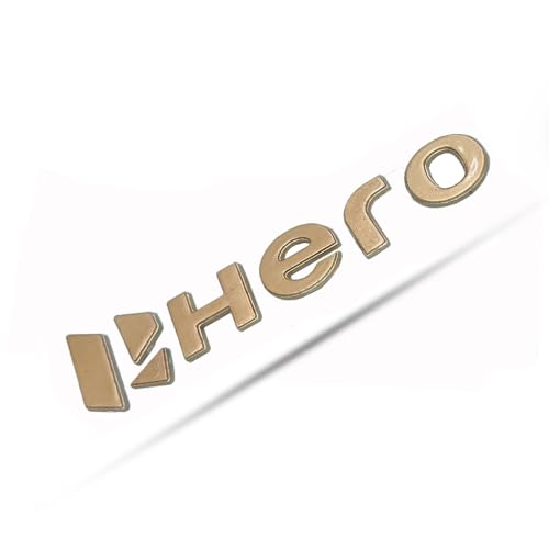 Image of RJVON - Tank Hero Logo 3D Emblem in Golden 2 Pcs for Hero All Bike