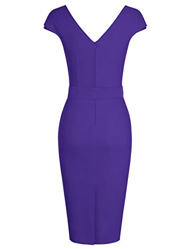 Image of MUXXN Women's Vintage 1950s Style Wrap V Neck Tie Waist Formal Cocktail Dress