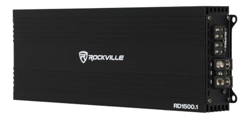 Image of Rockville Mono 1-Ohm Car Amplifier, Class-D, Metal Bass Remote w /Clip Indicator, Low Pass & Subsonic Filters, Compact & High-Efficiency, Ideal for Subwoofers (Black, 1500w RMS)