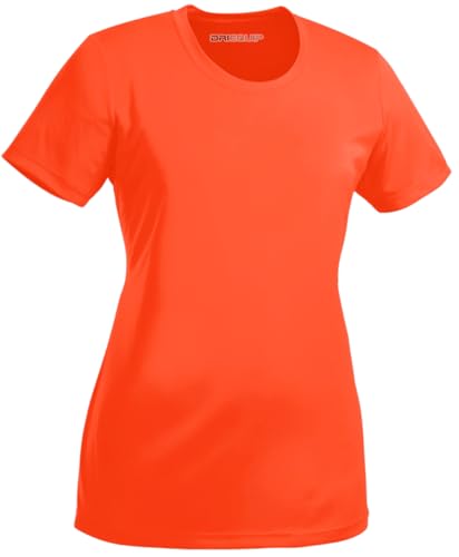 Joe's USA DRI-Equip Women's All Sport Neon Color High Visibility T-Shirt - X-Small - Neon Orange