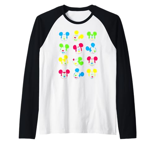 Mickey Mouse Neon Disney T-shirt Baseball Raglan vintage manches trois quarts