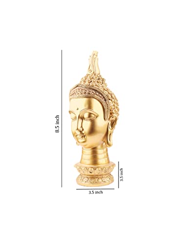 Image of THE WHITE INK DECOR Lord Buddha Statue, Figure, House Warming, Decorative Items Lord Buddha Statue for Living Room, Antique Gold, Meditating Buddha Head Statue for Home Decor (8.5inches)