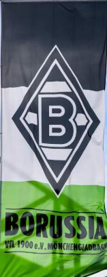 Borussia Mönchengladbach Stadionfahne Schwarz/Weiß/Grün | Offizieller Fanartikel Fohlenshop | Gladbach Fanartikel, Vereinsfahne, 150x400 cm