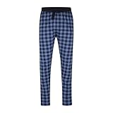 TOM TAILOR Herren Lange-Hose, Schlafhose, Pyjama-Hose - Baumwolle, Single Jersey, blau, kariert, mit Eingriff 50