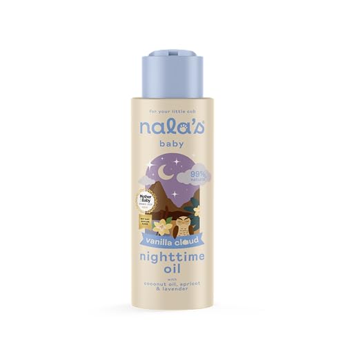 Nalas Baby Nighttime Oil Vanilla Cloud | Award-winning |99% Natural | Paediatrician-approved | Shea Butter Cocoa Butter and Camomile | Vegan | 400ml | Nalas Baby
