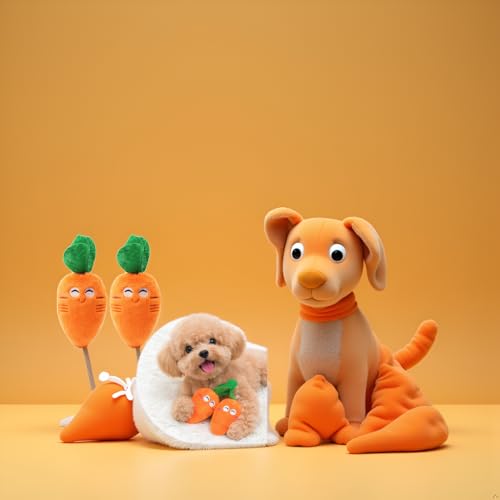 Pack de 2 juguetes de peluche suave con diseño de zanahoria para perros y gatos miniatura 5