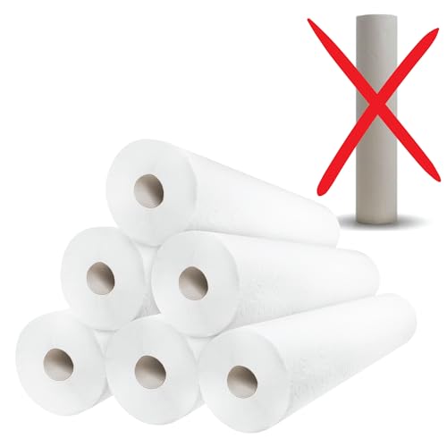 Papel Camilla Celulosa PASTA PURA con dos Hojas EXTRA BLANCO Precorte 80 cm 5 Rollos + 1 GRATIS de 56 cm x 50 mtrs SIN particulas oscuras recicladas