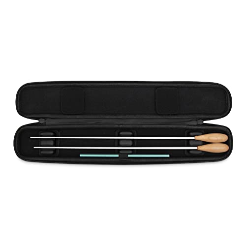 Hamly Conducting Double Baton Case - Black Leather - Weather-Resistant Bag - Holds 2 Batons Up To 16'' - Complete With 2 Metal Bookmarks And Pencil (Bc123) #TOP4