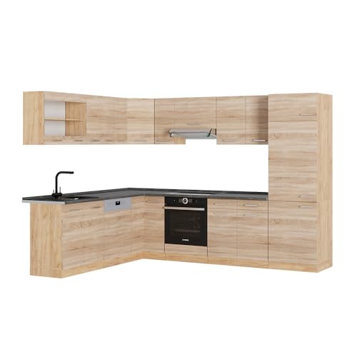 Vicco Eckküche R-Line, Sonoma/Goldkraft Eiche, 227 x 287 cm, AP Anthrazit