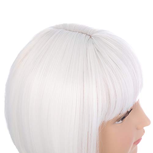 Image of PATTNIUM Kids White Wig Child Short White Bob Wigs for Girls Cosplay Party Synthetic Rose Net Daily Wear Wigs