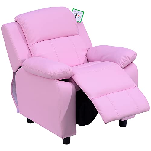 Homcom Fauteuil inclinable en cuir synthétique pour enfant avec espace de rangement dans les...