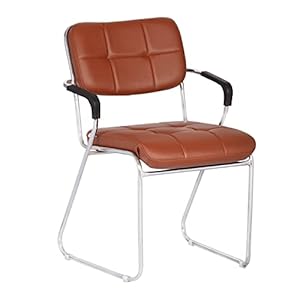 Da URBAN® Leatherette Study/Guest/Visitor | Heavy Duty Metal Frame |with Arms Chair (Tan) (1 Pc)