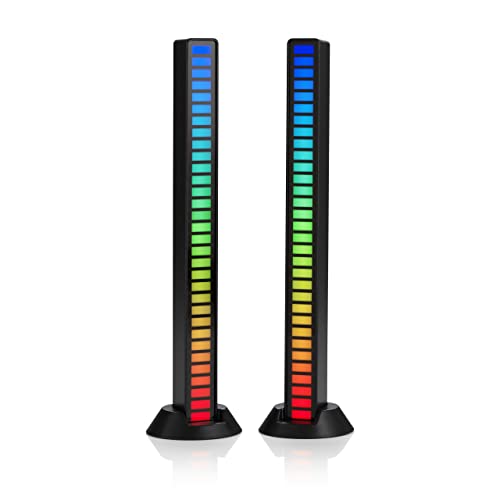 Auraglow Barra luminosa LED attivata dal suono, luce ritmica RGB ricaricabile senza fili, cancellazione del rumore, 16 modalità di visualizzazione, perfetta per musica, giochi, TV, confezione doppia