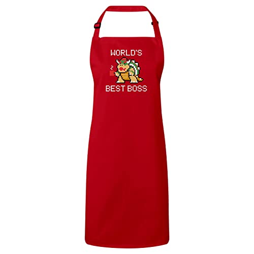 Tablier cuisine premium World's Best Boss parodie méchant retro gaming