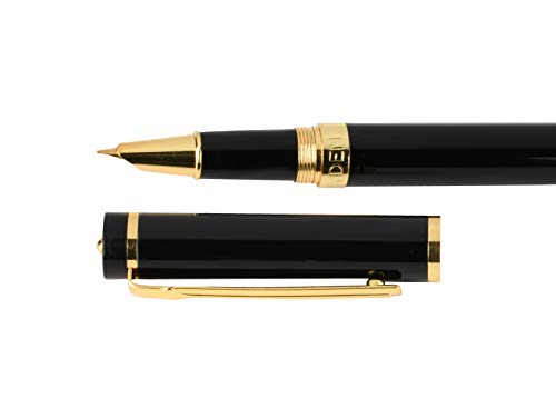 Dryden Designs Fountain Pen Fine Nib, Includes Gift Box and Ink Refill Converter, Classic Writing Tool [Intense Black] for Left and Right Handed