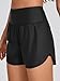 Women High Waisted Swim Shorts 2 in 1Tummy Control Bathing Suits Bottoms Board Shorts Liner Pockets Swimsuit Black
