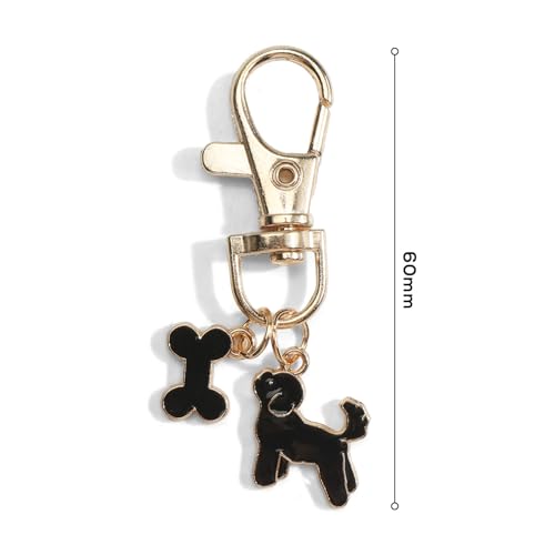 Gallkeat Hunde Schlüsselanhänger, Niedlicher Cartoon Anhänger für Tierliebhaber, Niedliche Anhänger Bagcharm für Damen (Schwarz)