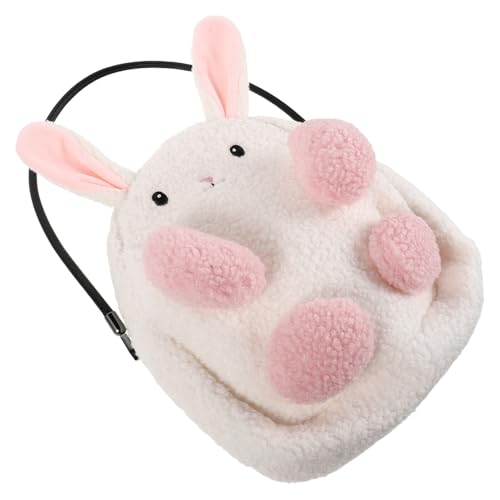 Sac bandoulière en peluche lapin blanc fourre-tout doux pour femme