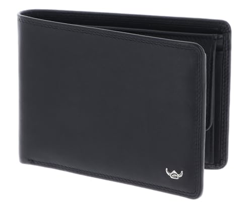 Scheintasche 1453 Schwarz Golden Head portefeuille cuir noir avec blocage RFID