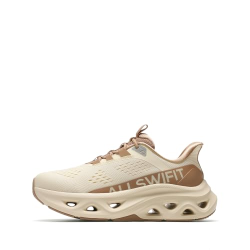 ALLSWIFIT Women's Slip On Cushioned Walking Fashion Sneaker,Beige/Khaki,7.5 - image 4