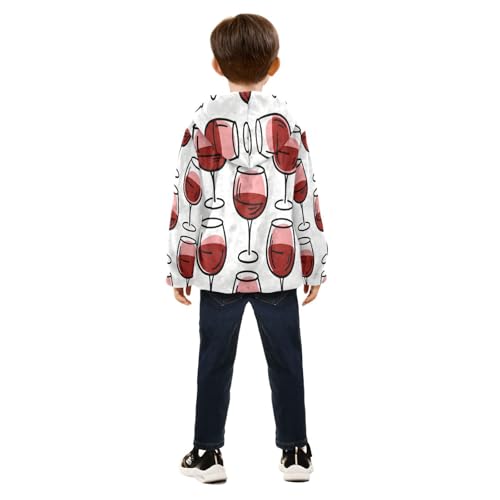 Wine Glasses Pattern Print Design Toddler Fleece Jacket Girl Boys Hooded Fleece Jacket Coat Warm Outwear Zip-up 3-10T4