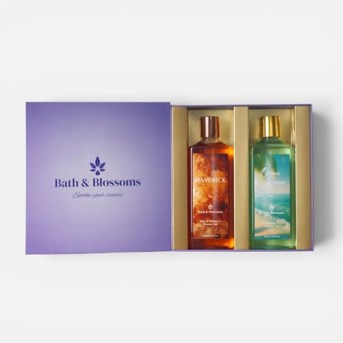 Image of Bath & Blossoms Maverick & Ocean Breeze | Duo Shower Gel Collection | Crisp Aquatic meets Bold Citrus & Spice | 2 x 260 ml | Aloe Vera & Vitamin E | Vegan & Paraben Free | Premium Body Care | Luxury Gifting