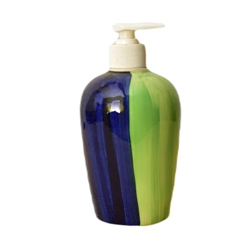 Image of Ceramic Liquid Soap Dispenser, 450 ml, Camo Green | Refillable Pump Bottle for Hand Wash, Lotion, Shampoo & Kitchen Use, 2 Pieces