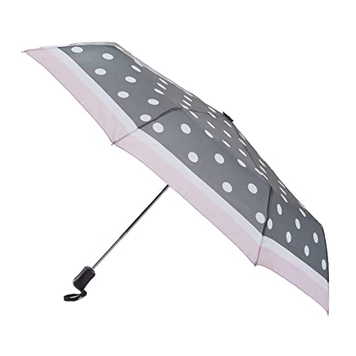 Laura Ashley Unisex Damen Herren kompakter Reise-Regenschirm mit automatischem Öffnen und Schließen, winddicht, sonnen- und regenfest, wasserabweisend, Punkt, Einheitsgröße Cover